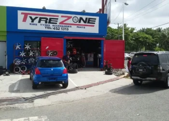 Local tyre shop Tyre Zone in Castries, St Lucia, which may be affected by the St Lucia revised tyre standards set to take effect in 2025.