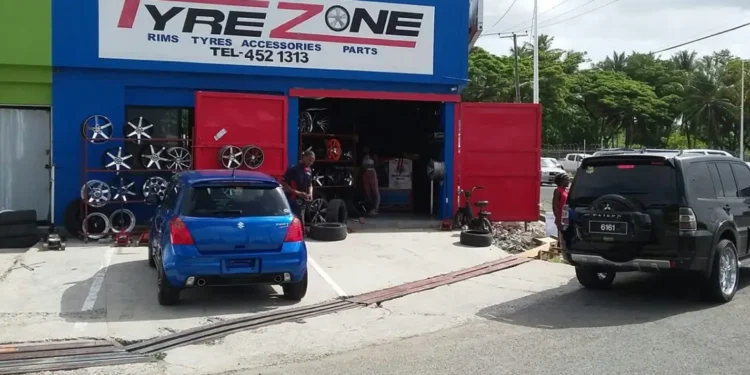 Local tyre shop Tyre Zone in Castries, St Lucia, which may be affected by the St Lucia revised tyre standards set to take effect in 2025.