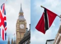 The United Kingdom and Trinidad and Tobago flags displayed side by side, symbolizing new travel restrictions under the strict visa rule on Trinidad and Tobago.