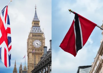 The United Kingdom and Trinidad and Tobago flags displayed side by side, symbolizing new travel restrictions under the strict visa rule on Trinidad and Tobago.
