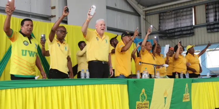 United Workers Party (UWP) leaders and supporters at the Conference of Delegates in Marigot, setting the stage for the UWP National Convention 2025 in Dennery South.