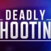 Breaking news graphic with red and blue police lights and bold white text reading “Deadly Shooting,” used to illustrate a reported fatal shooting in Jacmel, St Lucia