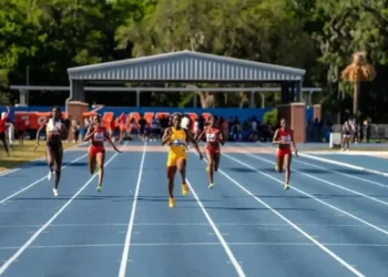 Julien Alfred 21.88s 200m victory at Tom Jones Invitational 2025 in Gainesville