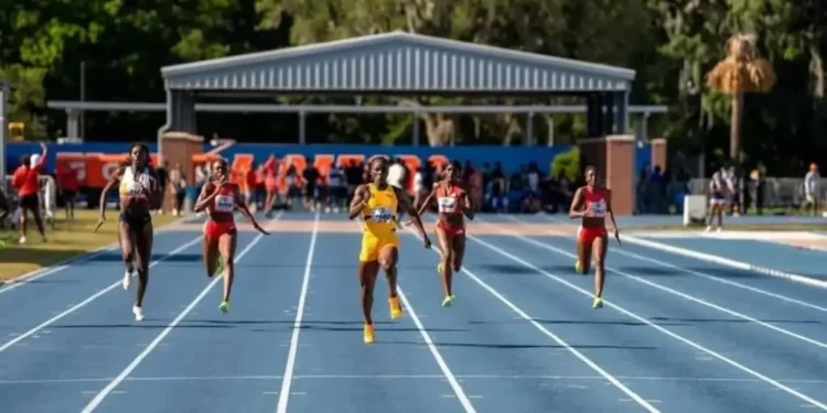 Julien Alfred 21.88s 200m victory at Tom Jones Invitational 2025 in Gainesville