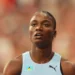 Julien Alfred sets national record in the women’s 300 meters at the 2025 Miramar Invitational, representing St Lucia.