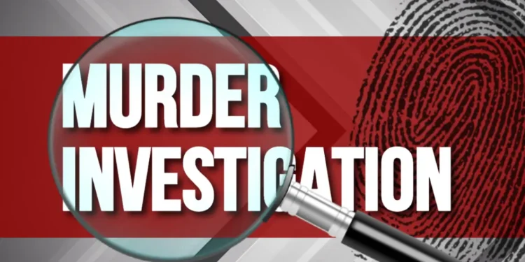 Graphic showing murder investigation concept with fingerprint and magnifying glass, related to Kade JnBaptiste murder suspect case