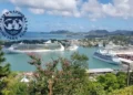 Cruise ships docked in St Lucia harbor, representing overstated tourism earnings in St Lucia amid IMF review.
