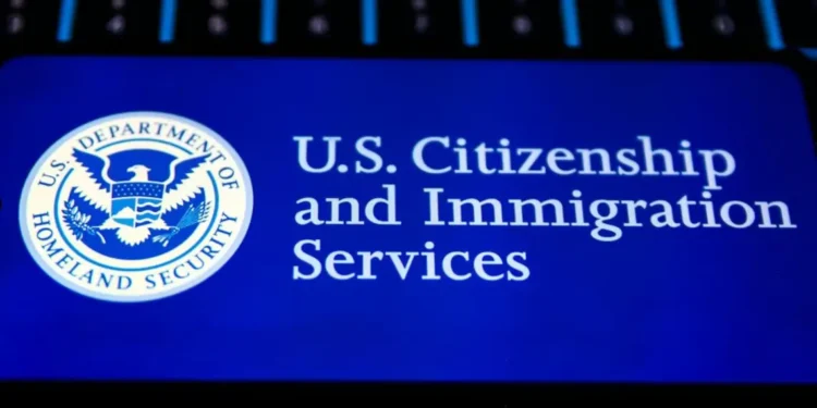 USCIS antisemitism screening policy visualized on screen under Department of Homeland Security directive