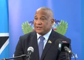 Ernest Hilaire speaking at press briefing amid “I bought the government” St Lucia scandal