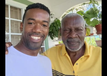 Rosh Clarke with Castries Central legend Earl Cosmos Lewis during campaign