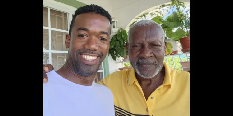 Rosh Clarke with Castries Central legend Earl Cosmos Lewis during campaign