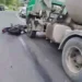 Concrete truck and motorcycle at the scene of Bexon fatal motorcycle crash
