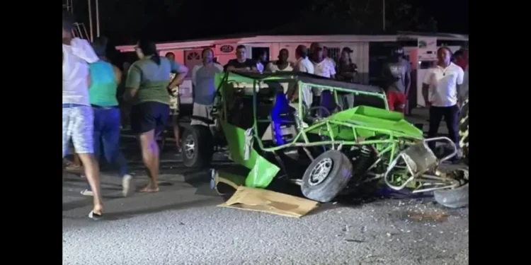 Fatal accident in Choiseul shows wrecked buggy after SUV collision: (Photo Credit St Lucia News Now)