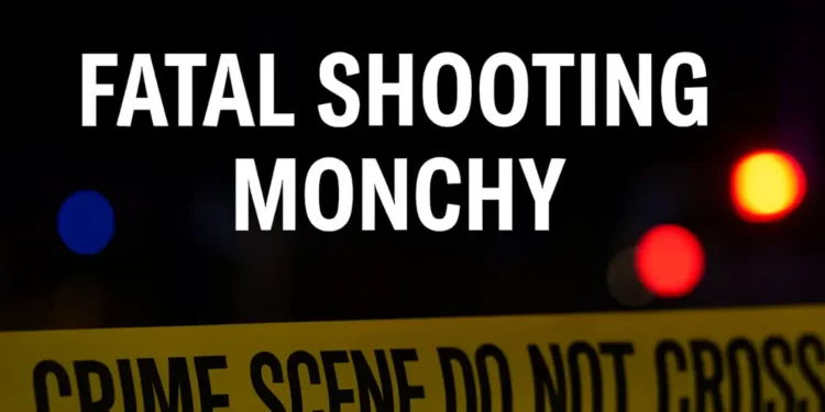 Police lights and crime scene tape at location where man shot dead in Monchy