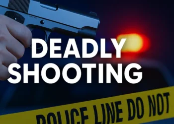 Stock image representing Arundel Hill shooting with police lights and crime tape