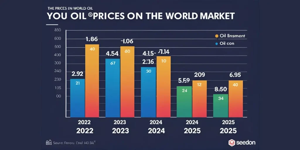Tommy Descartes Slams St Lucia Fuel Pricing Policy as Anti-Consumer Chart illustrating global oil price trends from 2022 to 2025, used to support analysis of the St Lucia fuel pricing policy.