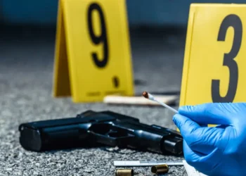 Crime scene markers and weapon after hotel worker shot in Morne Du Don