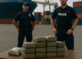 Image depicting officers and cannabis packages at a shipping port during St Lucia Drug Trafficking Crackdown