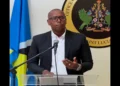 Tommy Descartes presents his analysis on the St Lucia fuel pricing policy during a UWP press briefing