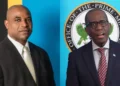 Peter Chiquot and Prime Minister Philip J Pierre pictured side by side, as Chiquot debunks Philip J Pierre in the St Lucia Police K9 controversy.