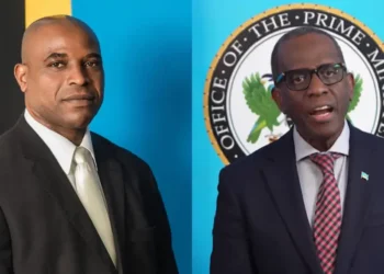 Peter Chiquot and Prime Minister Philip J Pierre pictured side by side, as Chiquot debunks Philip J Pierre in the St Lucia Police K9 controversy.