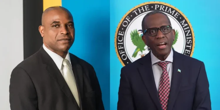 Peter Chiquot and Prime Minister Philip J Pierre pictured side by side, as Chiquot debunks Philip J Pierre in the St Lucia Police K9 controversy.