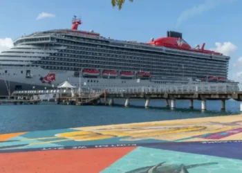 Cruise ship at Fort-de-France port reflecting growth in the Martinique Cruise Sector.