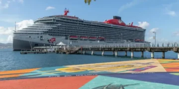 Cruise ship at Fort-de-France port reflecting growth in the Martinique Cruise Sector.