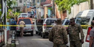 Police cordon off crime scene in city center during Castries homicide investigation