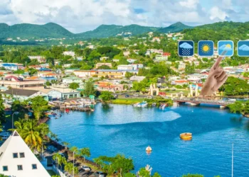 Castries harbor under bright skies, illustrating the St Lucia Weather August 28 2025 forecast of hazy conditions and scattered showers.