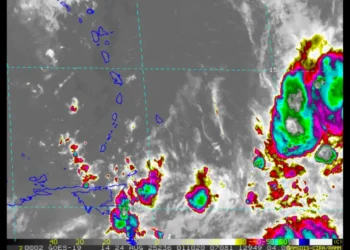Satellite image shows tropical wave threatens St Vincent with strong thunderstorms approaching the Windward Islands on August 23, 2025
