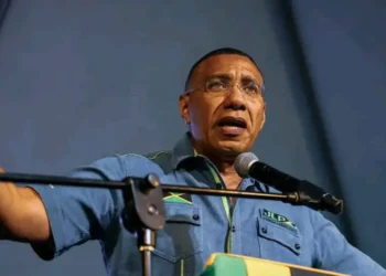 Prime Minister Andrew Holness speaks during the Jamaica Labour Party election campaign as Jamaicans vote in tight election 2025.