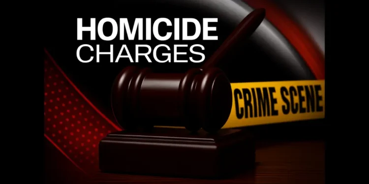 La Tourney double homicide suspect facing charges, symbolized by a gavel and crime scene tape
