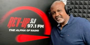 Tony Paul at Rev-Up SLU 97.1 FM studio, veteran St Lucia broadcaster