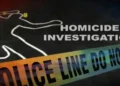 Homicide investigation police line after fatal shooting in Morne Serpent