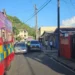 Police raid in George Charles Boulevard with Royal St Lucia Police Force vehicle and officers present in Marchand.