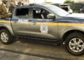Police SSU patrol vehicle near Port Castries after woman arrested in major crackdown.