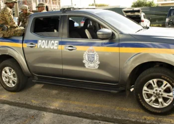 Police SSU patrol vehicle near Port Castries after woman arrested in major crackdown.