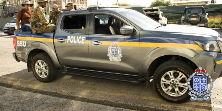 Police SSU patrol vehicle near Port Castries after woman arrested in major crackdown.