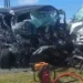 Vieux Fort crash scene showing damaged vehicles after a three-vehicle collision near Hewanorra International Airport in St Lucia.
