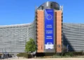 EU visa suspension threat highlighted at the European Commission headquarters in Brussels