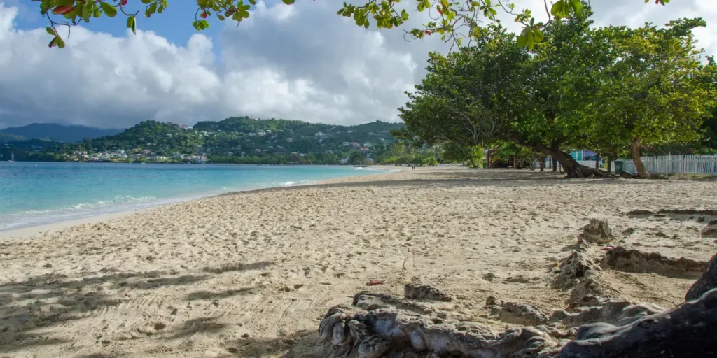 Grand Anse Beach in Grenada, one of the island’s most visited coastal areas during the winter season