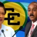 Kamla Persad-Bissessar and Gaston Browne appear against a Caricom flag as Kamla rejects Caricom zone of peace