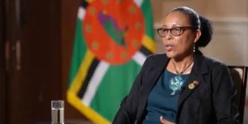 Dominica president faces backlash as Sylvanie Burton speaks during a televised interview on US policy and Caribbean affairs