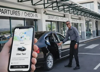 Uber launches in St Lucia as a taxi driver waits at an airport while a ride is booked on a mobile app