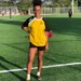 Dayna Tobierre on a football field in Micoud South, pictured as Allen Chastanet pays tribute following her passing.
