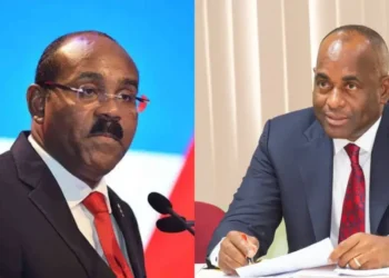 US asylum agreements discussed by Dominica Prime Minister Roosevelt Skerrit and Antigua Prime Minister Gaston Browne in official file photos