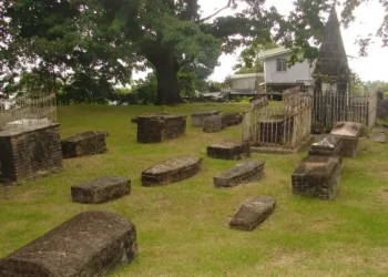 Historic tombs at the Morne Fortune cemetery vandalized site at the British Military Cemetery in St Lucia
