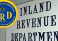 Inland Revenue offices close as Inland Revenue Department St Lucia signage is seen inside a Castries office