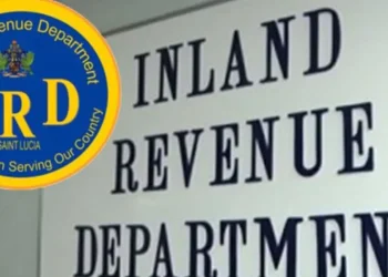 Inland Revenue offices close as Inland Revenue Department St Lucia signage is seen inside a Castries office